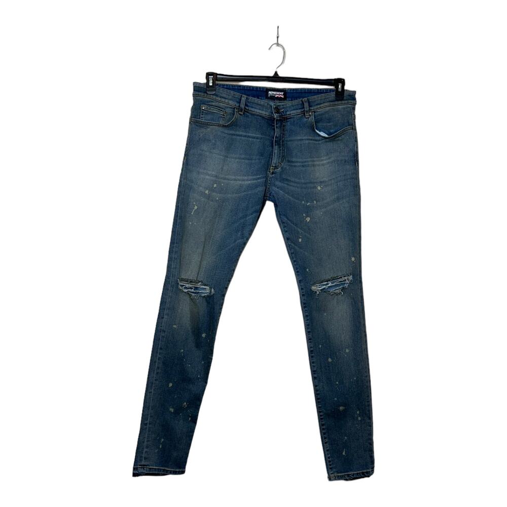 Represent men destroyer denim vintage straight leg stretch jeans size 36
